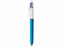 Bic - 1 Stift 4 Farben Glanz - weiß/metallisch blauer Schaft - 4 klassische...