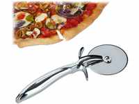 Relaxdays Pizzaschneider Profi, Pizzaroller mit 7 cm Ø Edelstahl Klinge, Pizzamesser