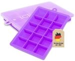 INTIRILIFE 2X Eisw&uuml;rfelform Silikon Lila mit Deckel, Eisw&uuml;rfelbeh&auml;lter 15...