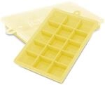 INTIRILIFE 2X Eisw&uuml;rfelform Silikon Gelb mit Deckel, Eisw&uuml;rfelbeh&auml;lter 15 F&auml;cher