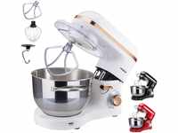 Arebos Küchenmaschine 1500W mit 6L Edelstahl-Rührschüssel | Weiß-Roségold 
