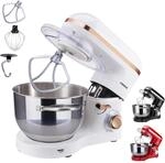 Arebos K&uuml;chenmaschine 1500W mit 6L Edelstahl-R&uuml;hrsch&uuml;ssel | Wei&szlig;-Ros&eacute;gold 