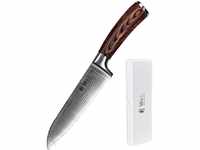 Wakoli EDIB Damastmesser Santoku Messer mit scharfer 17 cm Klinge gefertigt aus...