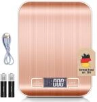 Intirilife Digitale K&uuml;chenwaage 5 kg -ROS&Eacute; GOLD- Wiederaufladbar per USB &