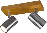 Trio Leuchten Spotbalken Marley 812400207, Metall Nickel matt, Holz, exklusiv 2x GU10