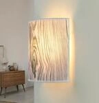 Wandleuchte Modern ALICE Holz-Optik Stoffschirm halbrund H:23cm Loft Design Wandlampe