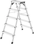 Hailo D60 StandardLine Alu-Doppelstufenleiter - 2x5 Stufen bis 150 kg - Leiter mit