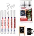 edding 4095 Kreidemarker Set - wei&szlig; - 5 Kreidestifte - Rundspitze 2-3 mm -