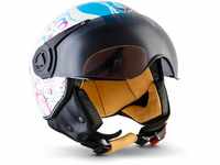 Moto Helmets® H44 „Flower · Jet-Helm · Motorrad-Helm Roller-Helm...