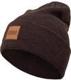 Urban Classics Unisex Strickm&uuml;tze Leatherpatch Long Beanie Braun (Heather Brown
