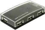 Delock USB 2.0 Externer Hub 4 Port, 61393, Schwarz