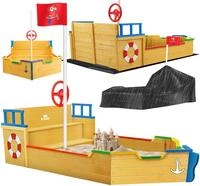 KIDIZ&reg; Sandkasten AHOI - Piratenschiff Boot Segelschiff aus Holz Inkl....