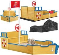 KIDIZ&reg; Sandkasten AHOI - Piratenschiff Boot Segelschiff aus Holz Inkl....
