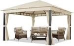 TOOLPORT Gartenpavillon 4x4 m ALU Premium ca. 220g/m&sup2; Dachplane wasserdicht Pavillon
