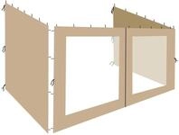 QUICK STAR 3 Seitenteile f&uuml;r Anbaupavillons 3x4m Sand Beige