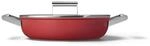 Smeg, CKFD2811RDM, Antihaft-Pfanne mit Deckel, Durchmesser 28 cm, seitliche Griffe
