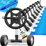tillvex&reg; Pool Aufroller Premium 3-5,70m inkl. Vollgummireifen & Thermometer 