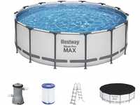 Bestway Steel Pro MAX Frame Pool Komplett-Set mit Filterpumpe Ø 427 x 122 cm,
