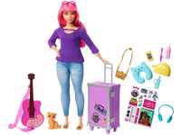 Barbie FWV26 -Puppe Daisy (kurvig mit pinkfarbenem Haar) und Kätzchen, Gitarre,