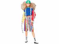 Barbie GHT92 - Modepuppe Mir blonden Locken, Sweatshirt in Blockfarben mit