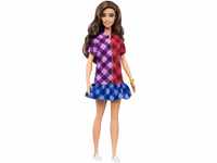 Barbie GHW53 - Fashionistas Puppe, mit langem braunen Haar, Kleid mit