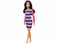 Barbie GYB02 - Fashionistas Puppe 147 (brünett) mit Streifenkleid,...