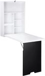 HOMCOM Schreibtisch Wandklapptisch mit Tafel 60x94,5x147 cm Wei&szlig;+Schwarz