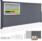 Juskys&reg; Seitenmarkise Dubai 500 x 160 cm ausziehbar Blickdicht, Sichtschutz f&uuml;r