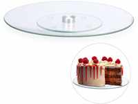 Relaxdays Tortenplatte, 360º drehbar, ∅ 30 cm, zum Servieren & Dekorieren, Kuchen,