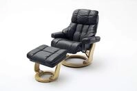 Robas Lund Relaxsessel Calgary XXL mit Hocker, bis 180 kg belastbar, Echtleder