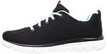 Skechers Damen Graceful Get Connected Sneakers, Black Mesh Turquoise Trim, 41 EU