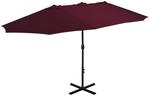 vidaXL Sonnenschirm 460x270cm Bordeauxrot Ampelschirm Marktschirm Gartenschirm