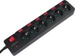 LogiLink LPS233 6-fach Steckdosenleiste (Schutzkontakt) - CEE 7/3, mit 6x Ein/Aus