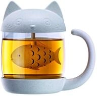 Winkee Katze Teeglas mit Teesieb im Deckel