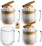 INTIRILIFE 4X Doppelwandige Thermo Gl&auml;ser Set -150-200ml- Mundgeblasen...