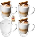 INTIRILIFE 4x Doppelwandige Thermo Gl&auml;ser Set -250-300ml- Mundgeblasen...