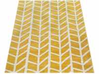 Paco Home Teppich Wohnzimmer Muster Geometrisch Modern Kurzflor Streifen In Gelb