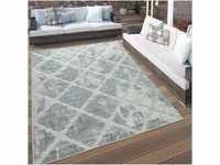 Paco Home In- & Outdoor Terrassen Teppich Marmor Optik Rauten Muster In Grau,