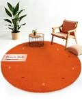 carpetfine Wollteppich Gabbeh Uni Rund Orange &Oslash; 80 | Moderner Teppich f&uuml;r...