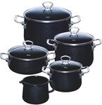 Riess, 0546-009, Emaille Topf Sparset 5tlg. NOUVELLE, BLACK MAGIC, Emaille, Vol.