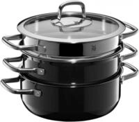 WMF Fusiontec Compact Topfset Induktion 3-teilig, Kochtopf Set, D&auml;mpfer, Glasdeckel,
