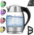 Wasserkocher LED Glas mit Temperatureinstellung Premium, Edelstahl, 2200W -Mit
