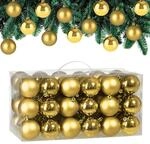 DEUBA Weihnachtskugeln 54er Set &Oslash; 6 cm aus Kunststoff Gold | 54 Kugeln mit