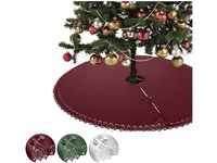 wometo XXL Weihnachtsbaumdecke oekoTex 120 cm rund Fleece mit Knöpfen und