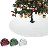 wometo Weihnachtsbaumdecke &Oslash; 120 cm in wei&szlig; &ndash; Christbaumdecke/Baumunterlage mit