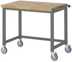 STIER Fahrbare Werkbank Premium, 100x70x88cm, Stahl & Buche, Montagewerkbank