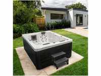 HOME DELUXE - Outdoor Whirlpool - White Marble Plus Treppe und Thermoabdeckung -