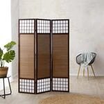Homestyle4u 62, Paravent 3 teilig Dunkelbraun Bambus Sichtschutz Shoji Raumteiler