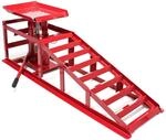 Wiltec Auffahrrampe mit hydraulischem Wagenheber 2000kg h&ouml;henverstellbar