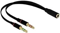 Delock Headset Adapter 1 x 3,5 mm 4 Pin Klinkenbuchse zu 2 x 3,5 mm 3 Pin